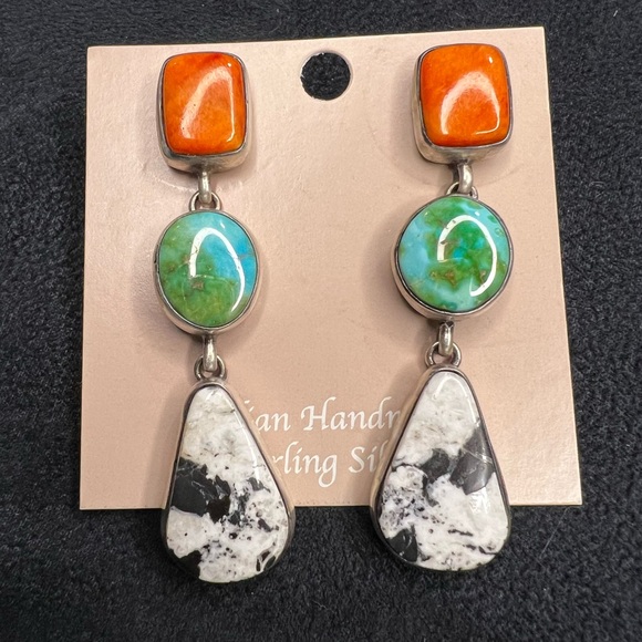 Mixed turquoise custom earrings - Picture 1 of 4